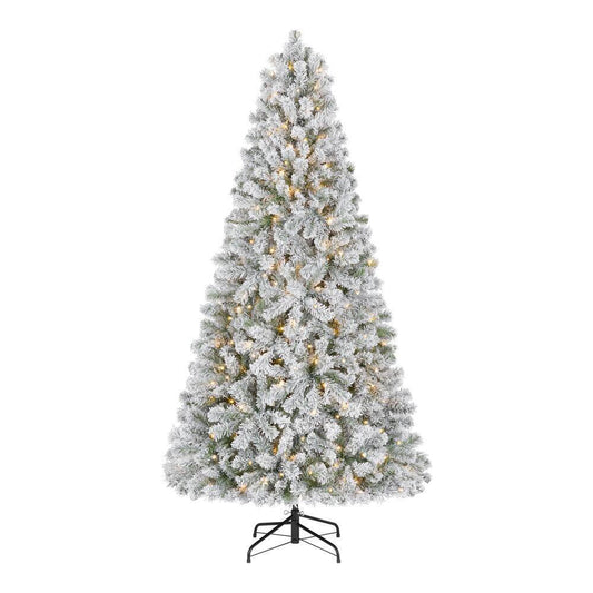 Home Accents Holiday 6.5 ft. Festive Mixed Pine Flocked LED Pre-Lit Artificial Christmas Tree T11 23HD40002