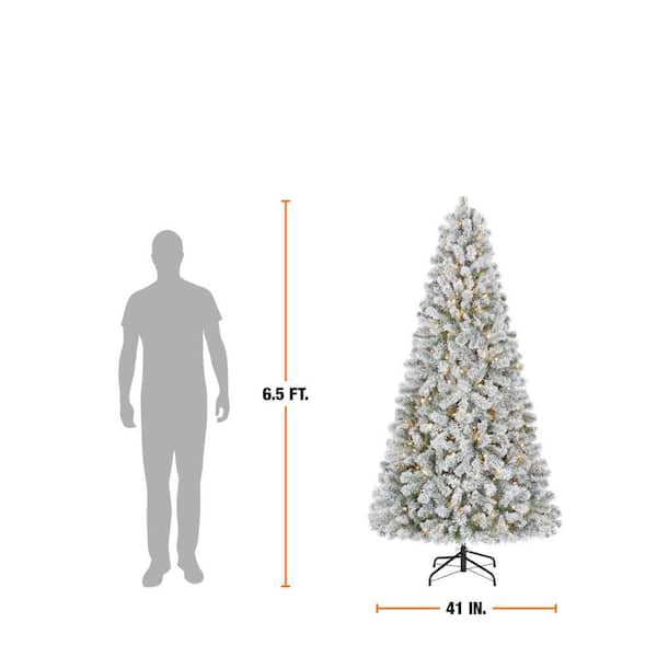 Home Accents Holiday 6.5 ft. Festive Mixed Pine Flocked LED Pre-Lit Artificial Christmas Tree T11 23HD40002
