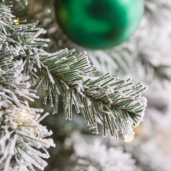 Home Accents Holiday 7.5 ft. Festive Mixed Pine Flocked LED Pre-Lit Artificial Christmas Tree T12