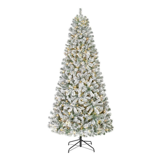 Home Accents Holiday 7.5 ft. Festive Mixed Pine Flocked LED Pre-Lit Artificial Christmas Tree T12