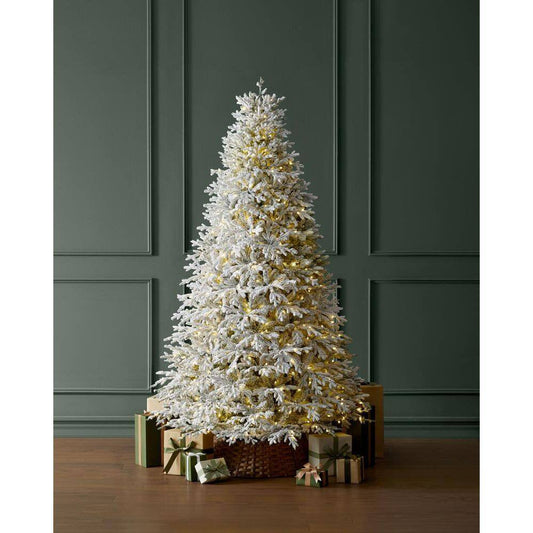 Home Decorators Collection 9 ft. Breckenridge Twinkling Adaptive Lighting Downswept Fraser Fir Flocked LED Pre-Lit Christmas Tree T31