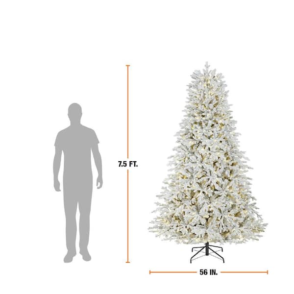 Home Decorators Collection 7.5 ft. Breckenridge Twinkling Adaptive Lighting Downswept Fraser Fir Flocked LED Pre-Lit Christmas Tree T30