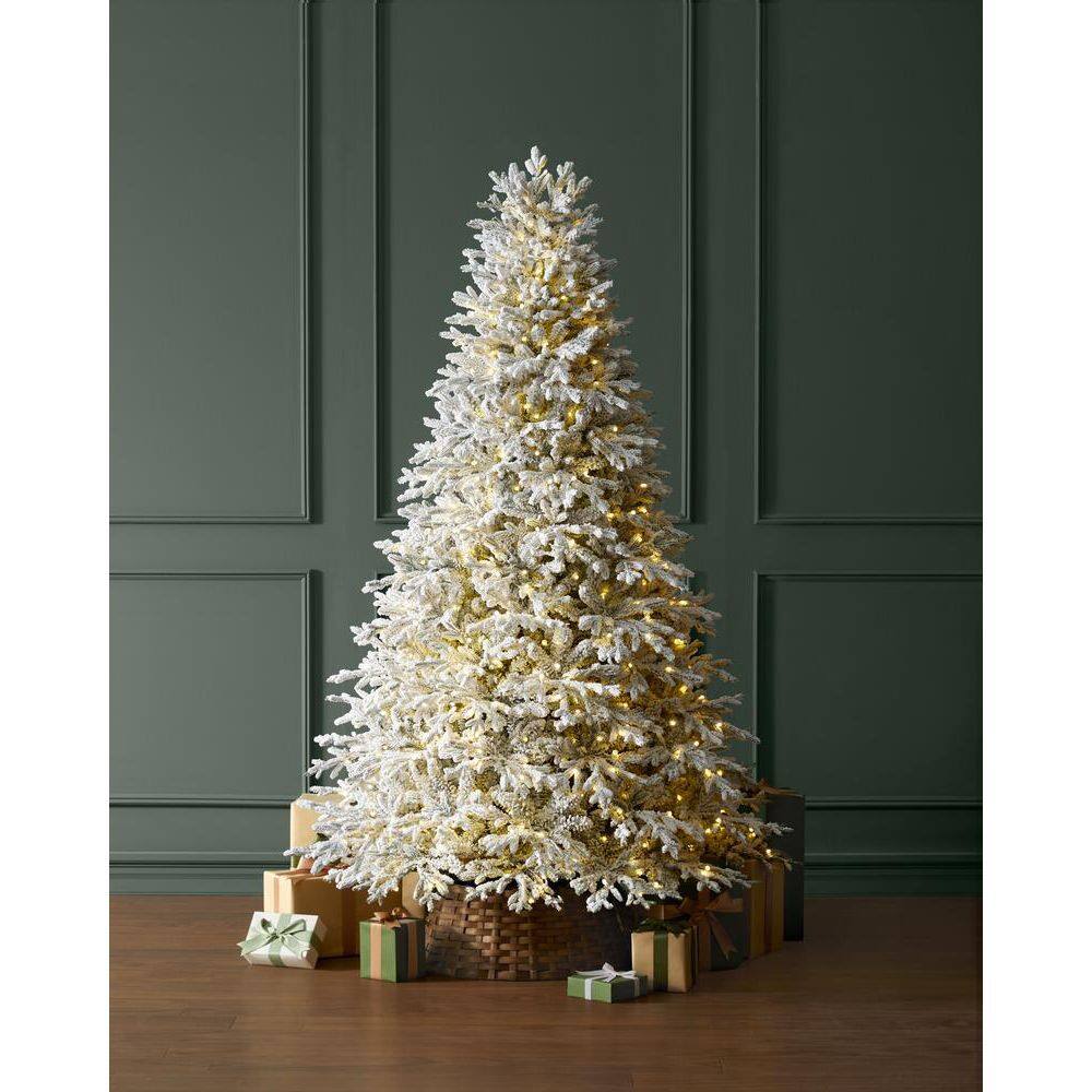 Home Decorators Collection 7.5 ft. Breckenridge Twinkling Adaptive Lighting Downswept Fraser Fir Flocked LED Pre-Lit Christmas Tree T30
