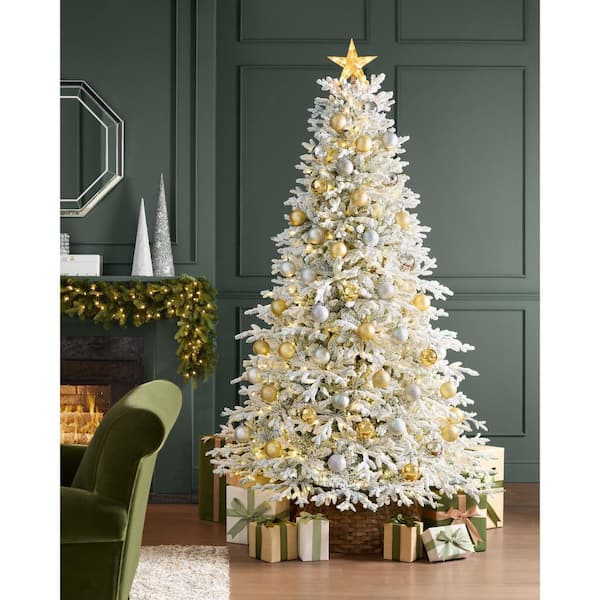 Home Decorators Collection 7.5 ft. Breckenridge Twinkling Adaptive Lighting Downswept Fraser Fir Flocked LED Pre-Lit Christmas Tree T30