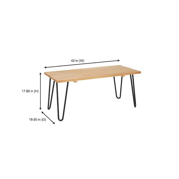 Honey Brown Wood Rectangular Coffee Table with Hairpin Legs (42 in. W x 17.85 in. H)