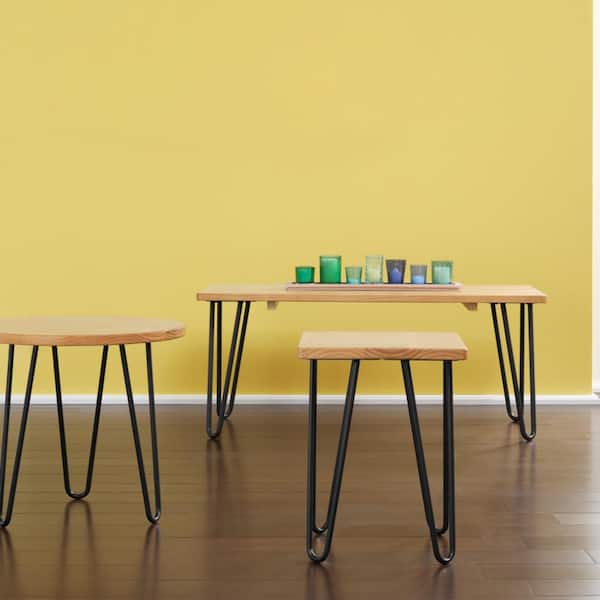 Honey Brown Wood Rectangular Coffee Table with Hairpin Legs (42 in. W x 17.85 in. H)