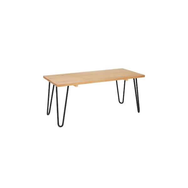 Honey Brown Wood Rectangular Coffee Table with Hairpin Legs (42 in. W x 17.85 in. H)