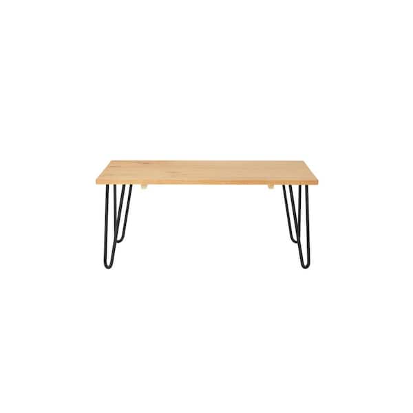 Honey Brown Wood Rectangular Coffee Table with Hairpin Legs (42 in. W x 17.85 in. H)