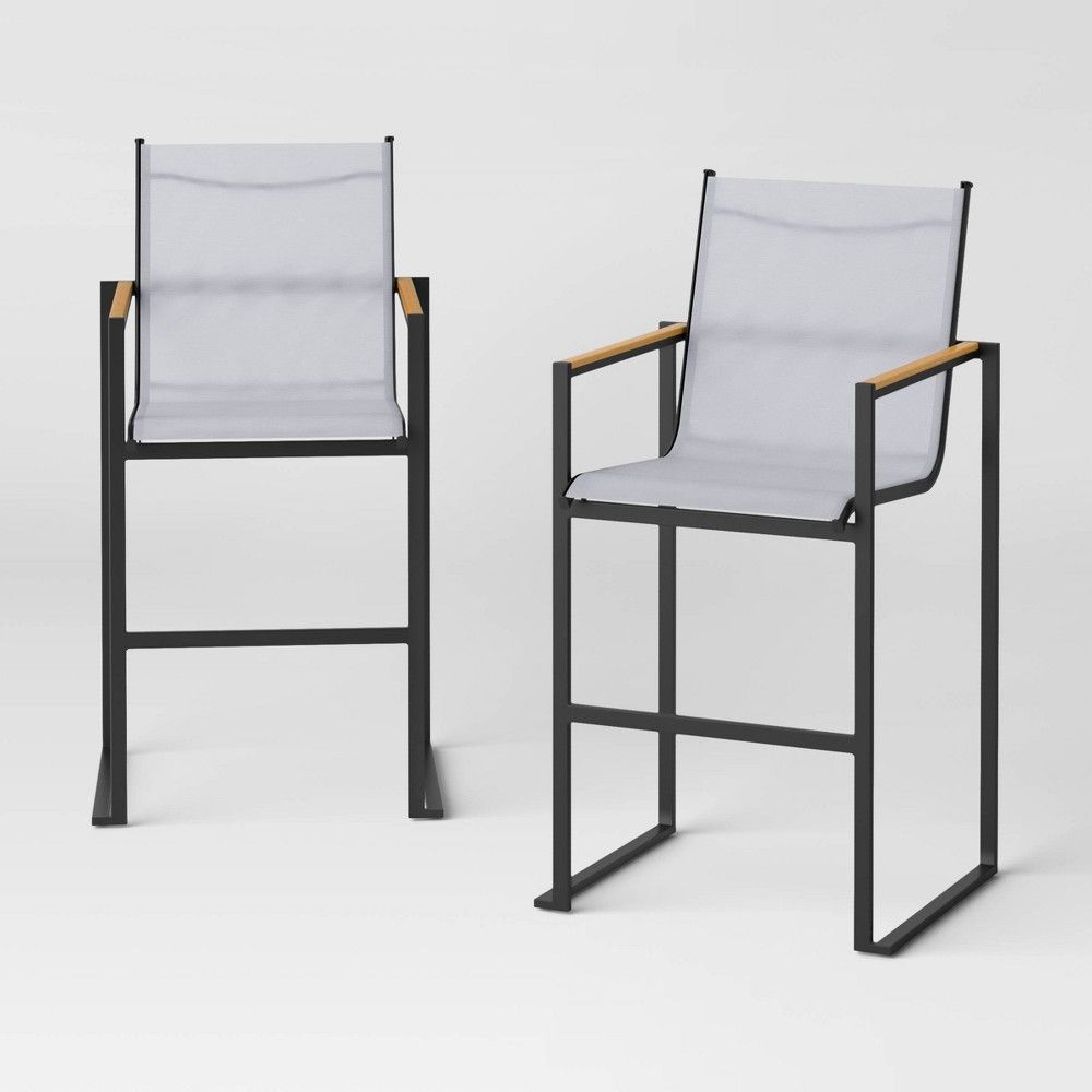 NEW - Henning 2pk Bar Height Patio Chairs - White