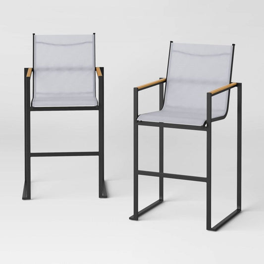 NEW - Henning 2pk Bar Height Patio Chairs - White