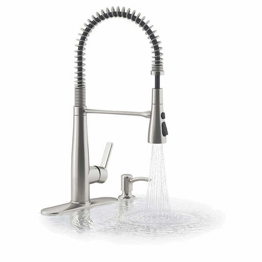 Kohler Semi-Professional Kitchen Faucet, Matte Black, with Soap Dispenser - Retail $259