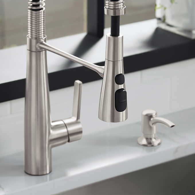 Kohler Semi-Professional Kitchen Faucet, Matte Black, with Soap Dispenser - Retail $259