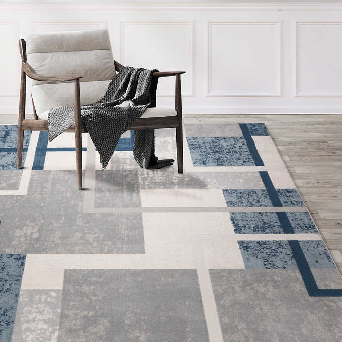 NEW - Costco - Eden Rug Collection, Abstract Geo Blue 7'10" x 10' - Retail $299