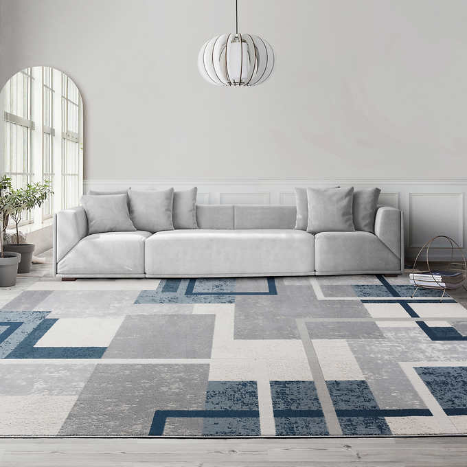 NEW - Costco - Eden Rug Collection, Abstract Geo Blue 7'10" x 10' - Retail $299
