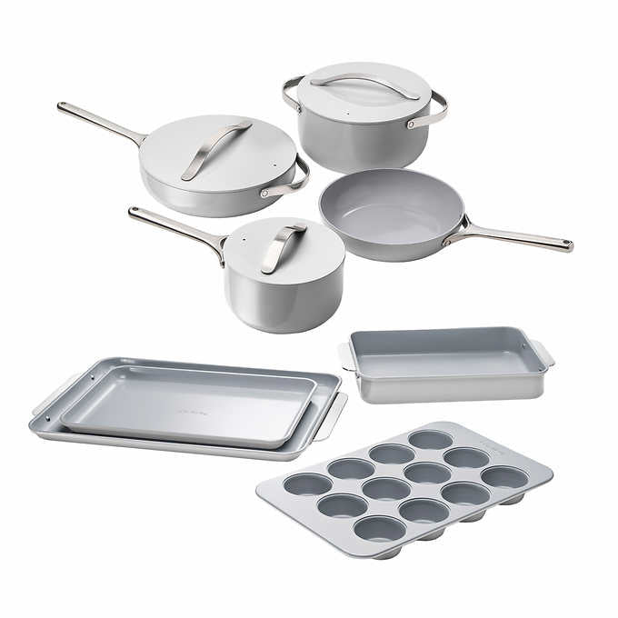 NEW - Costco - Caraway 11-piece Ceramic Non-Stick Cookware & Bakeware Set - Retail $499