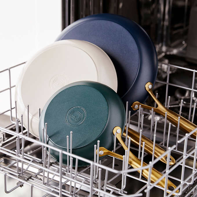 NEW - Costco - GreenPan Jewel 3-piece Ceramic Non-Stick Skillet Set - Retail $64