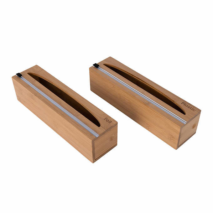 Seville Classics Bamboo Food Wrap Dispenser 2-piece Set - Retail $19
