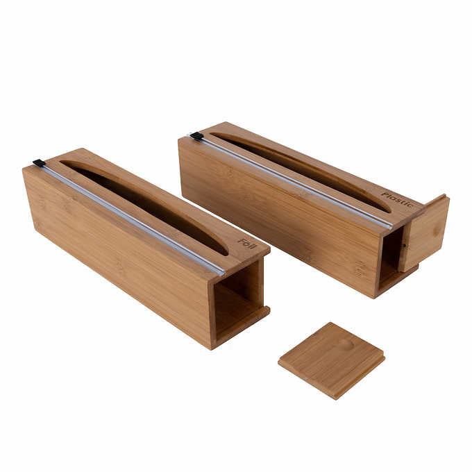 Seville Classics Bamboo Food Wrap Dispenser 2-piece Set - Retail $19