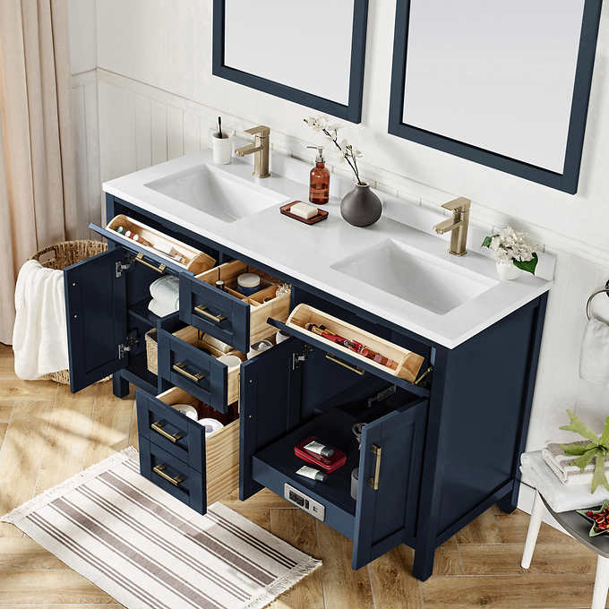 NEW - OVE Decors 60" Lakeview Bath Vanity in Blue - Retail $1529
