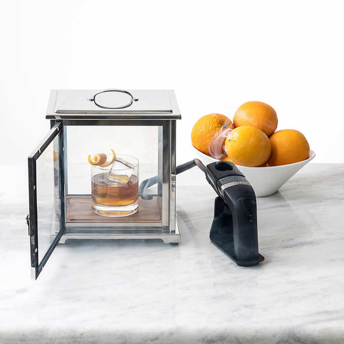 NEW - Crafthouse by Fortessa Glass Smoking Box with Handheld Smoker - Retail $245