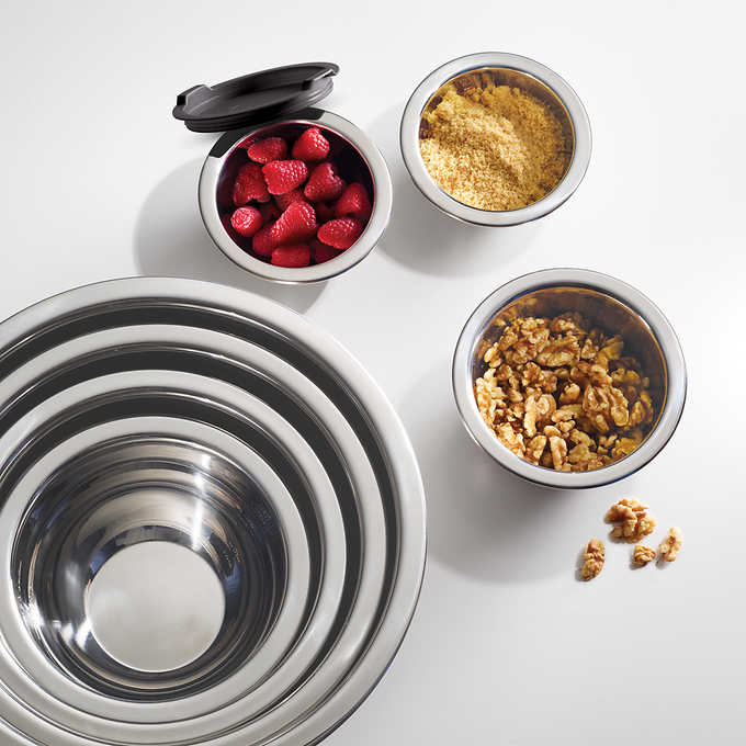 Tramontina Stainless Steel Mixing Bowls with Lids, Gray, 14 piece - Retail $37