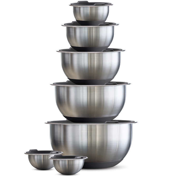 Tramontina Stainless Steel Mixing Bowls with Lids, Gray, 14 piece - Retail $37