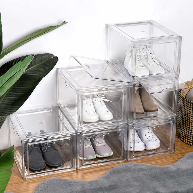 Stackable Shoebox & Organizer, 4-Pack