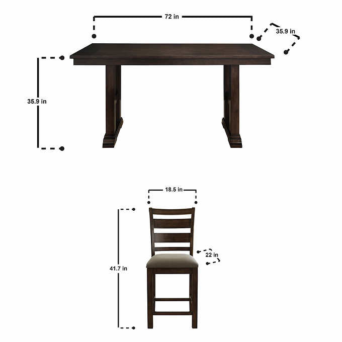 Adams 7-piece Counter-Height Dining Table Set - Retail $699
