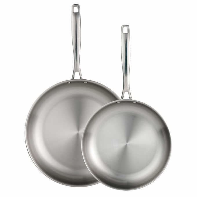 NEW - Tramontina Tri-Ply Clad Stainless Steel Fry Pan Set, 2-piece - Retail $38