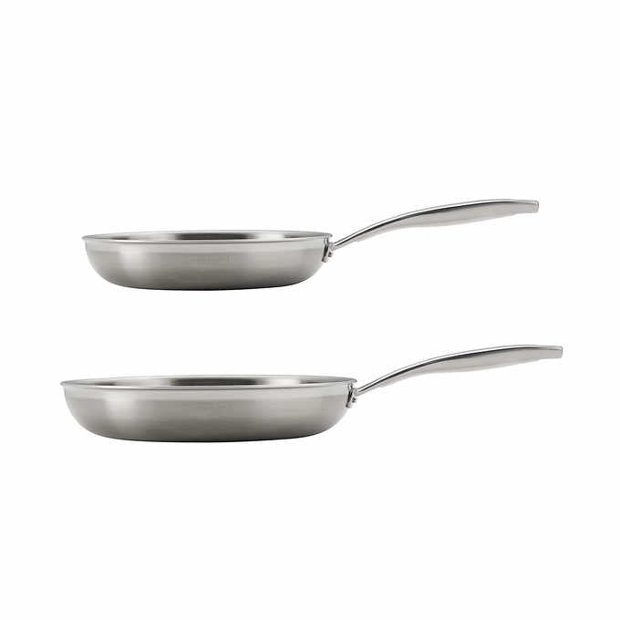 NEW - Tramontina Tri-Ply Clad Stainless Steel Fry Pan Set, 2-piece - Retail $38