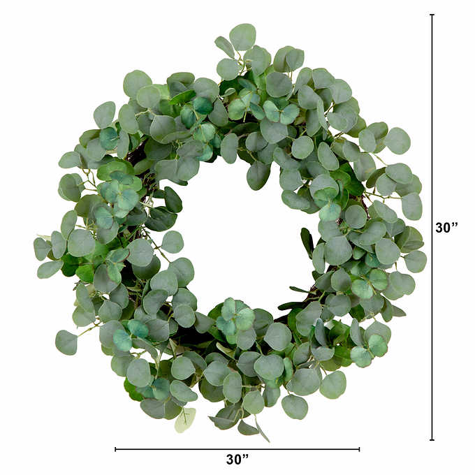 NEW - Faux 30 Inch Eucalyptus Wreath - Retail $69