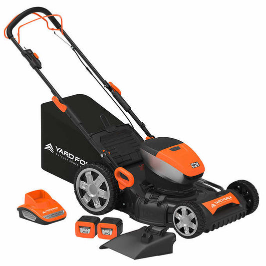 NEW - Yardforce 60v Self-Propelled Mower with 2 4Ah Batteries, Rapid Charger - Retail $499