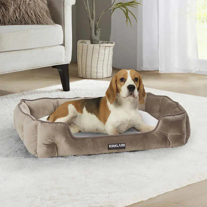 NEW - Kirkland Signature Tufted Cuddler Pet Bed, Tan - Retail $34