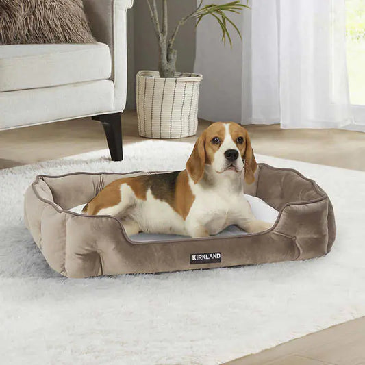 NEW - Kirkland Signature Tufted Cuddler Pet Bed, Tan - Retail $34