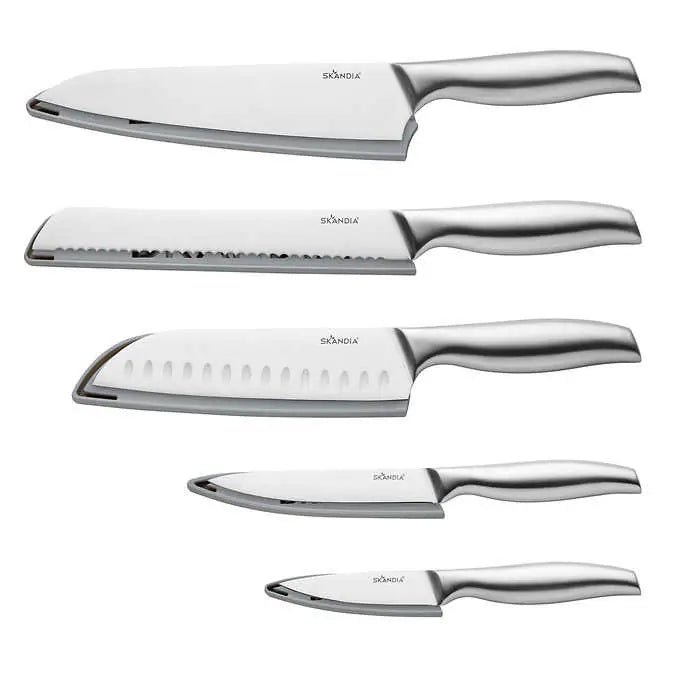 NEW - Skandia 5-piece Stainless Steel Cutlery Set with Blade Guards - Retail $24