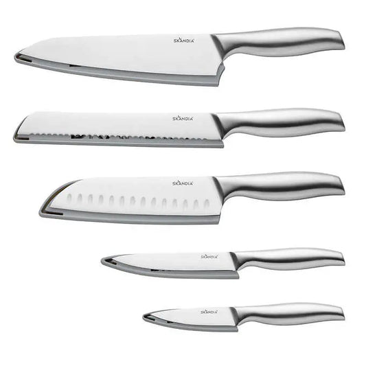 NEW - Skandia 5-piece Stainless Steel Cutlery Set with Blade Guards - Retail $24