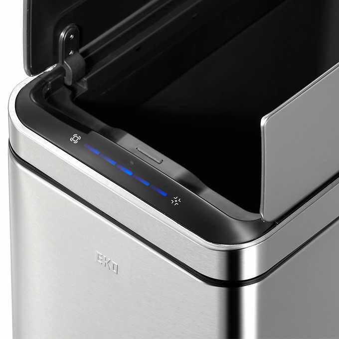 NEW - Deluxe Phantom 45 Liter Stainless Steel Dual Wing Motion Sensor Trash Can - Retail $99