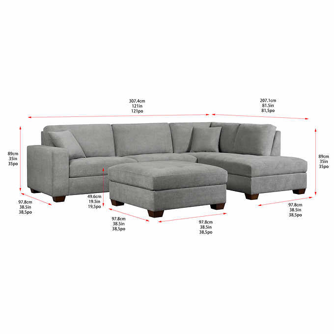 Costco - Miles Fabric Sectional with Ottoman - Retail $1999