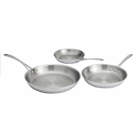Costco - Calphalon 3-Piece Tri-Ply Clad Stainless Steel Skillet Set - Retail $79