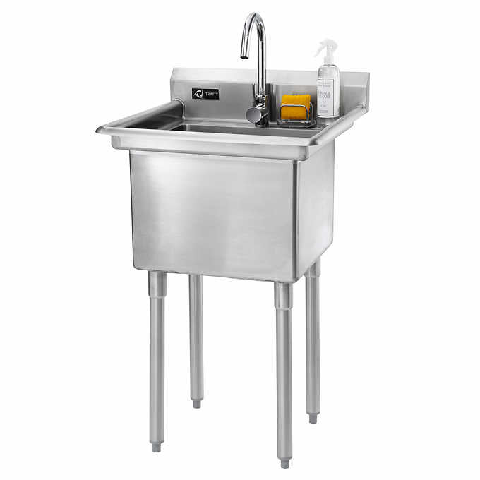 TRINITY Stainless Steel Utility Sink with Faucet - Retail $289