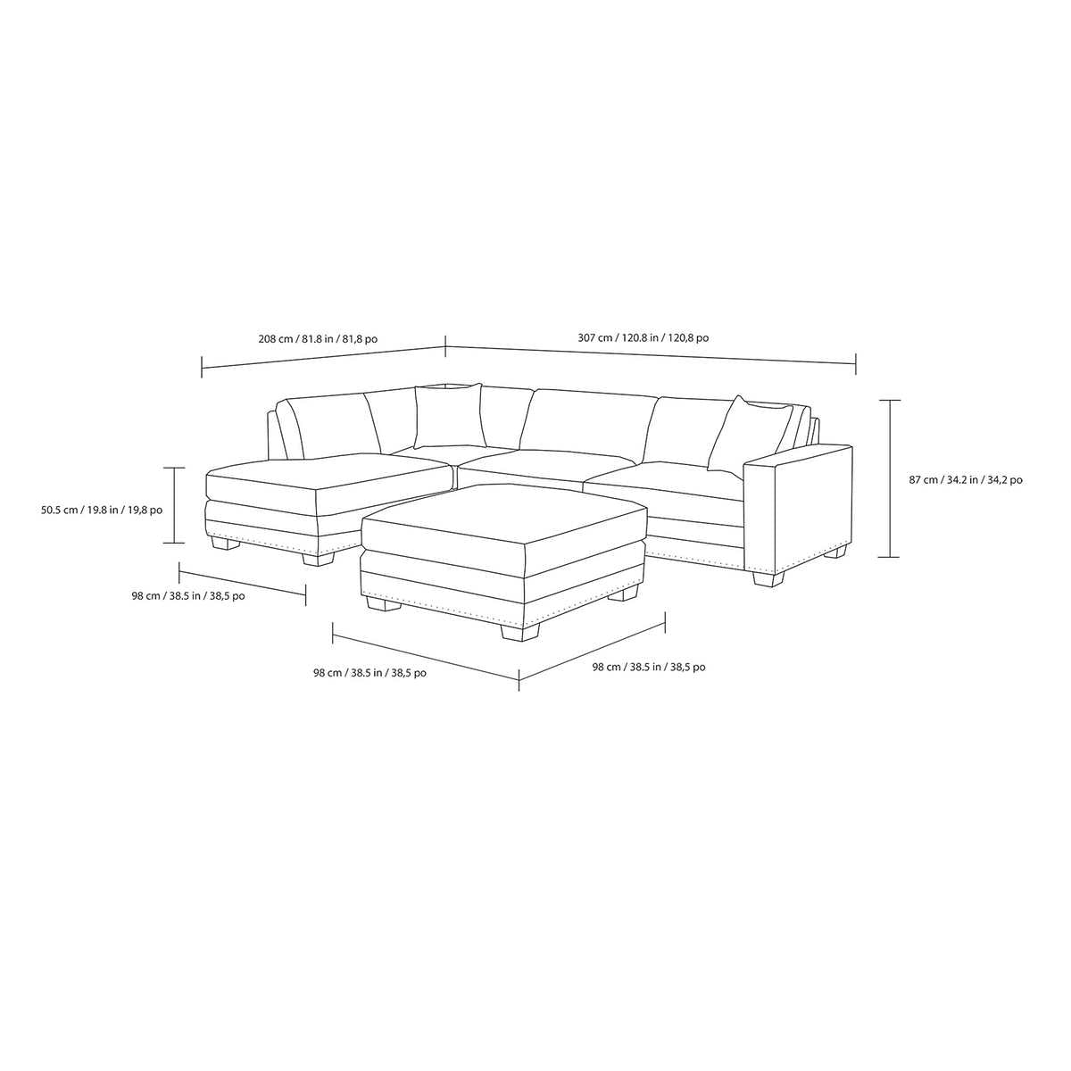 Costco - Penelope Fabric Sectional with Ottoman - Retail $1999