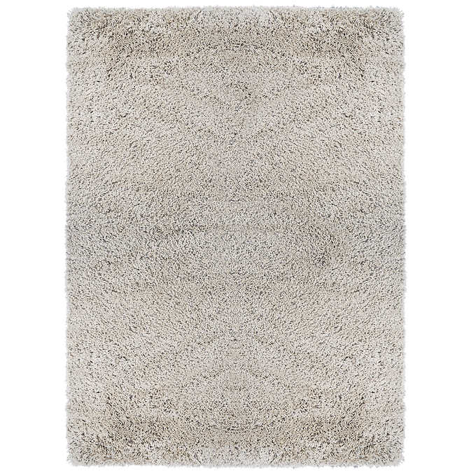 New - Costco - Thomasville Marketplace Luxury Shag Rugs, 5 ft. 3 in. x 7 ft. 5 in, Cream - Retail $159