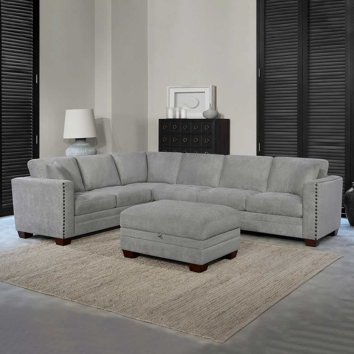 Costco - Selena Fabric Sectional with Storage Ottoman - Retail $999