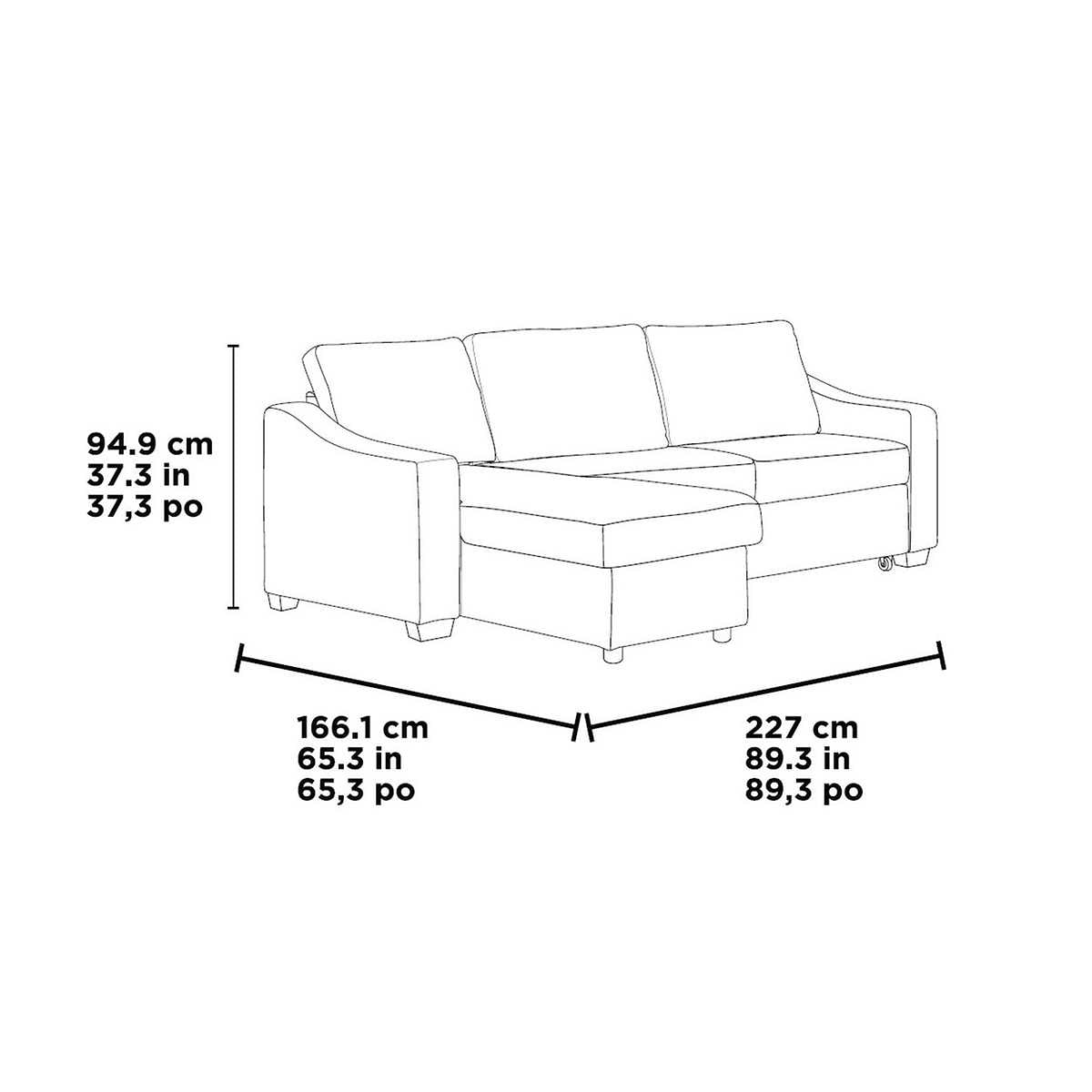 Costco - Coddle Aria Fabric Sleeper Sectional - Retail $1249