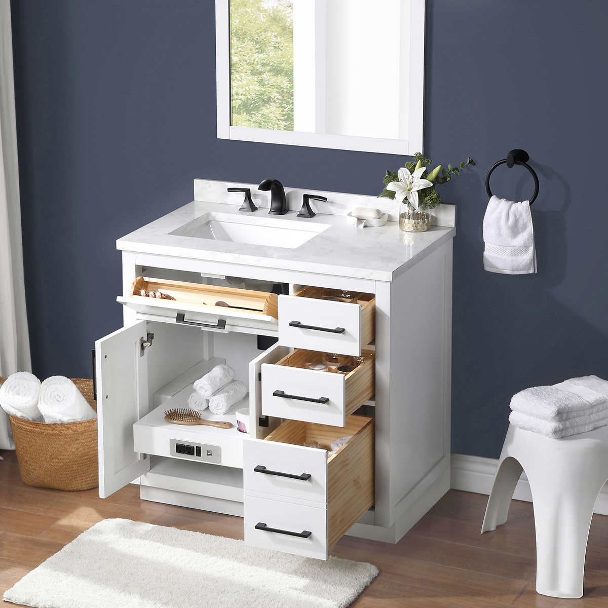 NEW - Costco - OVE Decors Alonso Bath Vanity in White - Retail $999