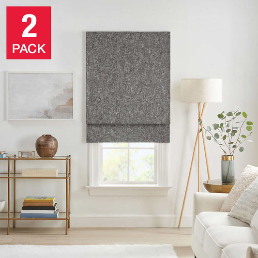 NEW - Costco - Eclipse Drew Total Blackout Roman Shade, Gray 27 X 64, 2-pack - Retail $79
