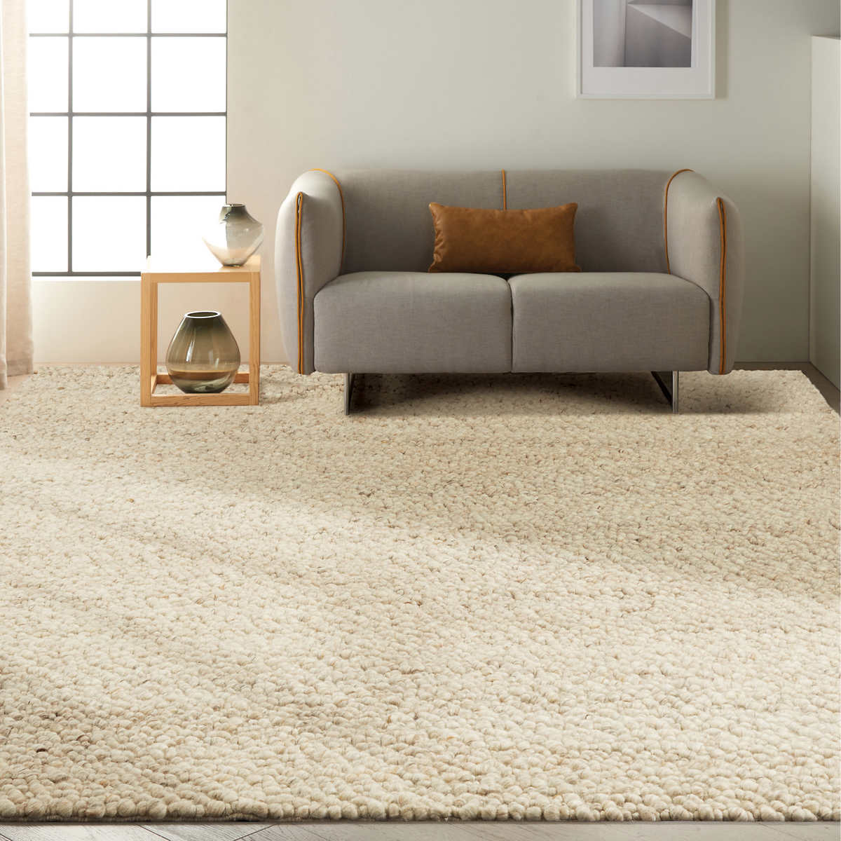 Like NEW - Costco - Calvin Klein Wool Area Rug, Cloud 5' 3" x 7' 5" - Retail $479