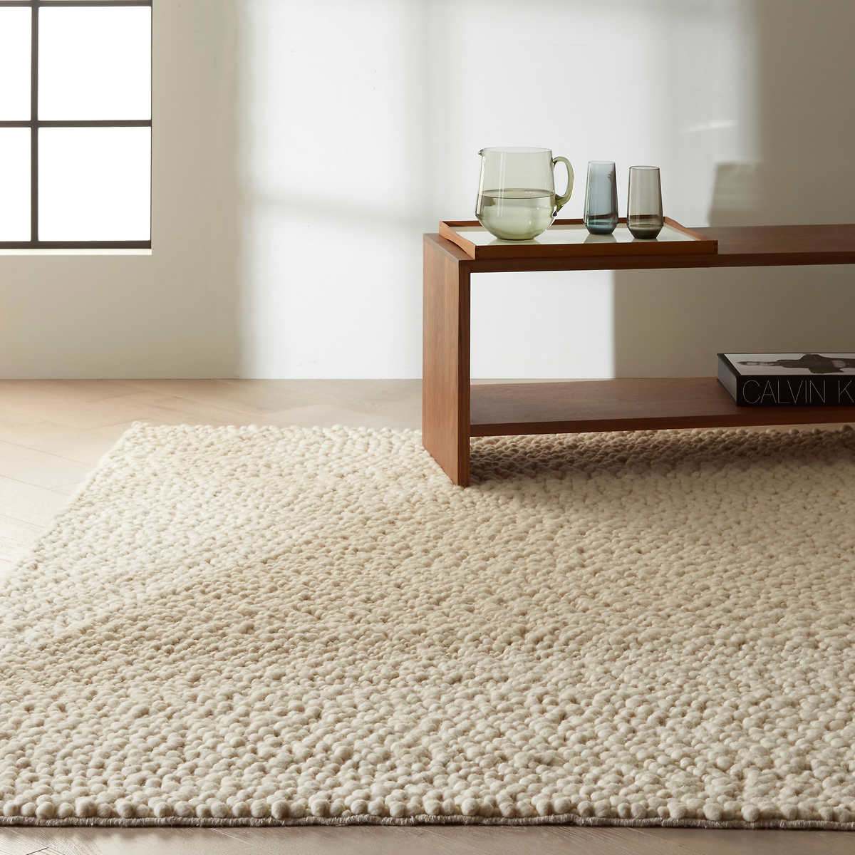 Like NEW - Costco - Calvin Klein Wool Area Rug, Cloud 5' 3" x 7' 5" - Retail $479