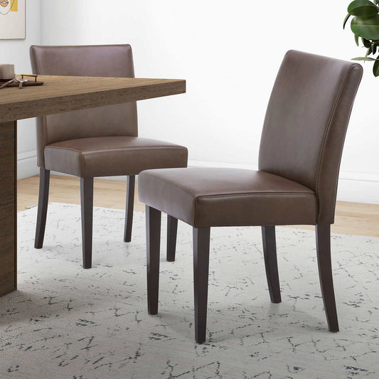 NEW - Costco - Denning Brown Top Grain Leather Dining Chair, 2-Pack - Retail $329