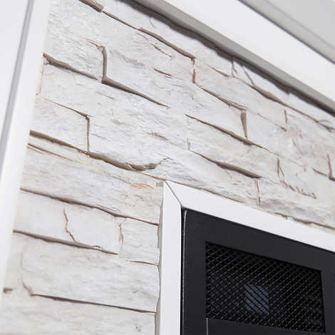 Costco - Ledgestone Electric Fireplace with Stacked Stone – White / Gray - Retail $749